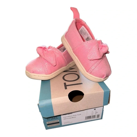 Tiny Alpargata Twill Glimmer Bow Shoe size 4 - Picture 1 of 10